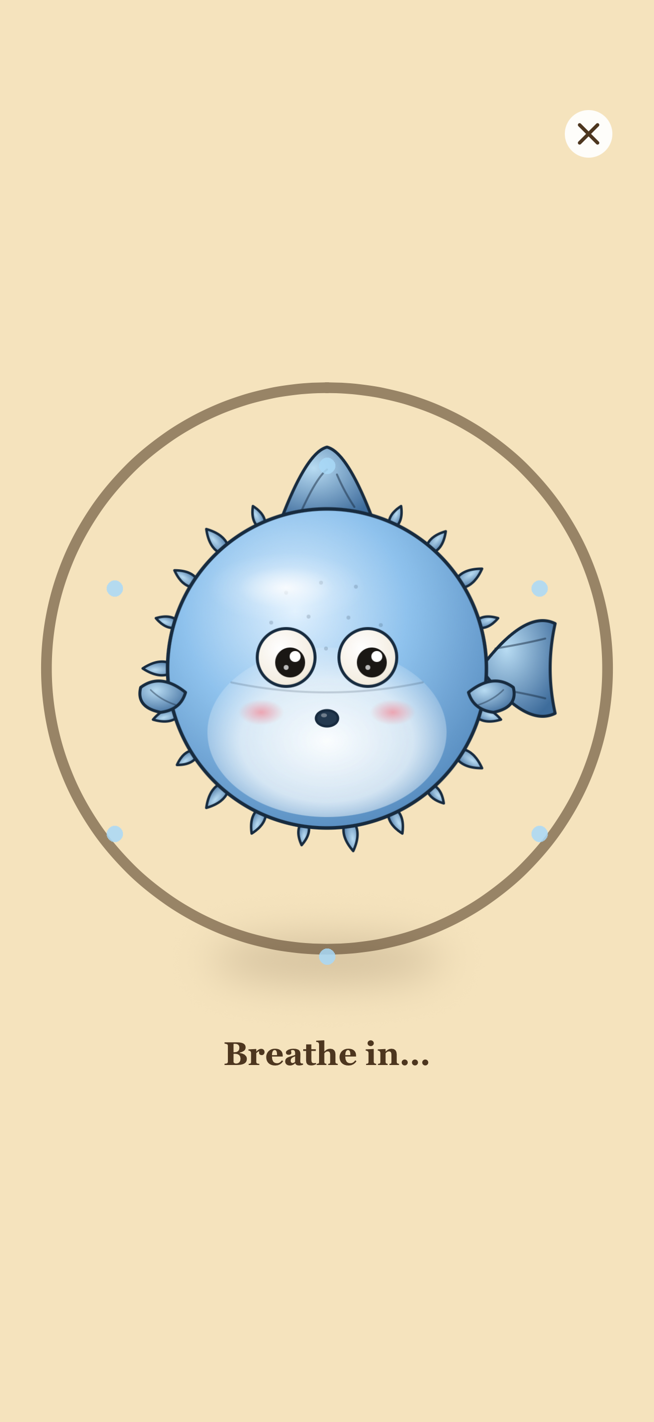 Sandbox Doodle iOS app — guided breathing exercise with a pufferfish
