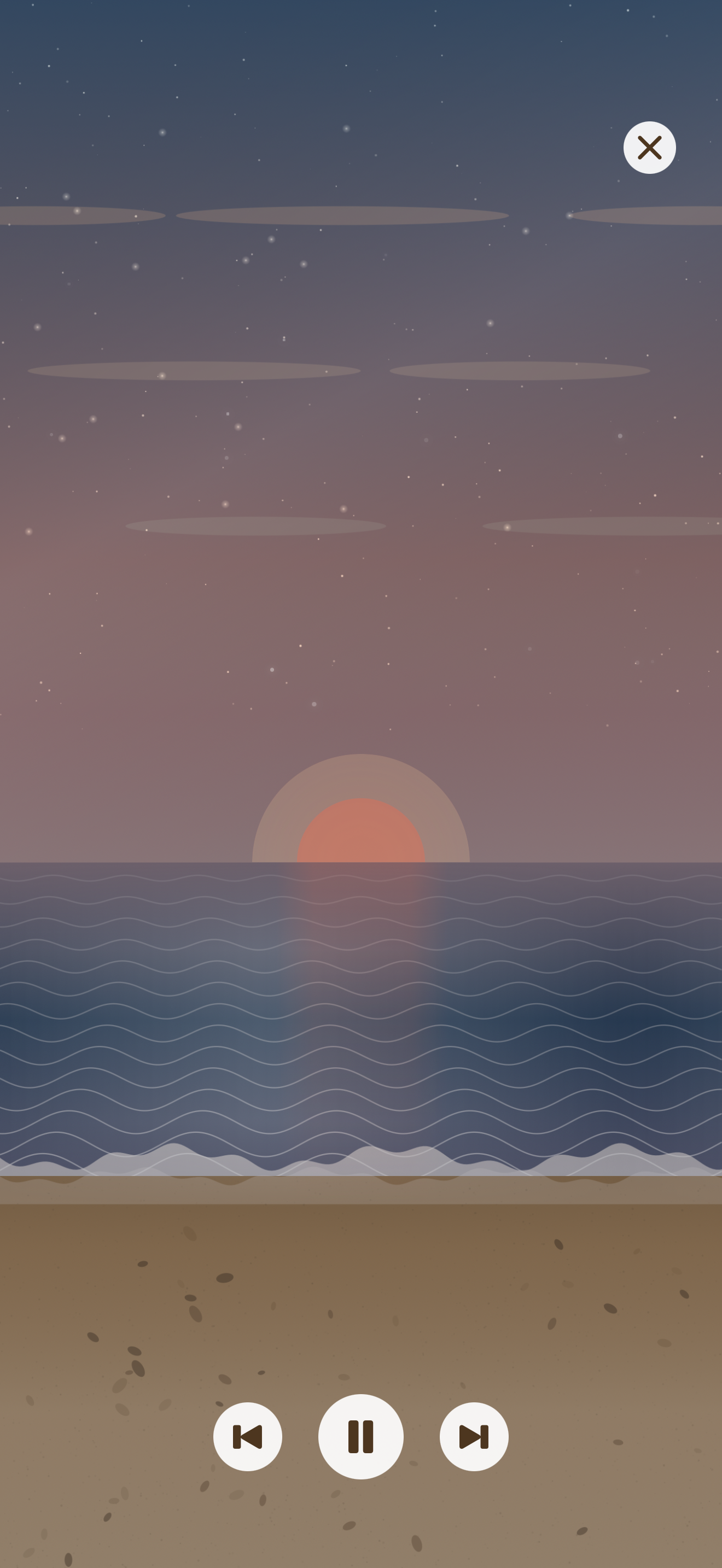 Sandbox Doodle iOS app — calming sunset scene for bedtime wind-down